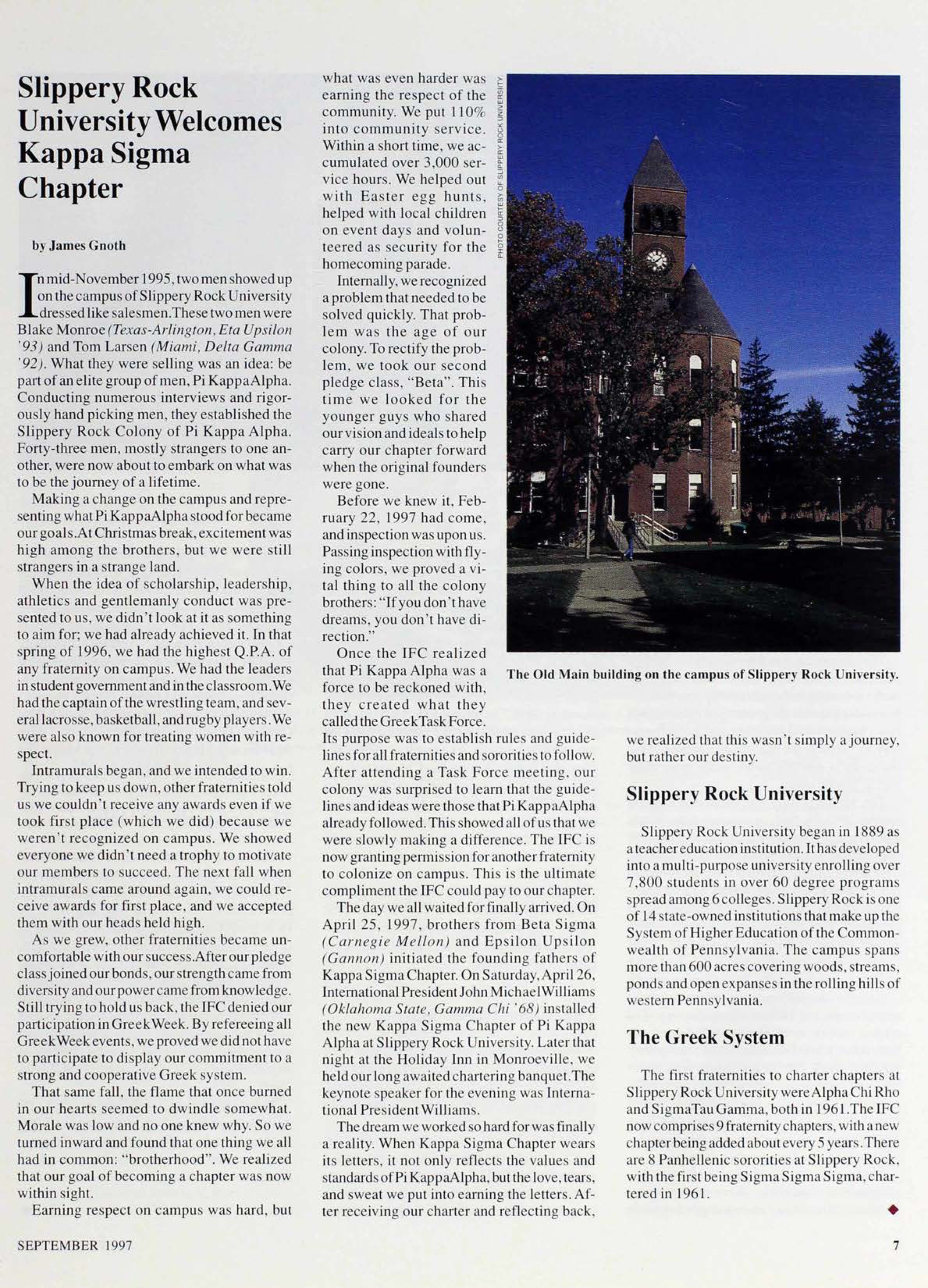 Expansion: Slippery Rock University Welcomes Kappa Sigma Chapter